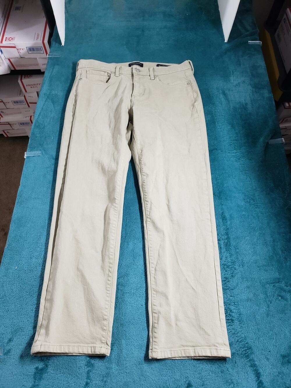 Banana Republic Jeans Size 27 Women Beige Pants Stretch Denim Girlfriend Ankle